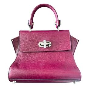 Italian Leather Aubergine Handbag